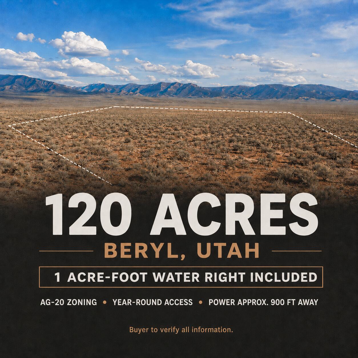 120 Acres N with 1 AF Water Right W, Beryl, UT 84714 — photo 1