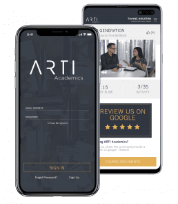 mobile screenshots of ARTI Academics real estate school