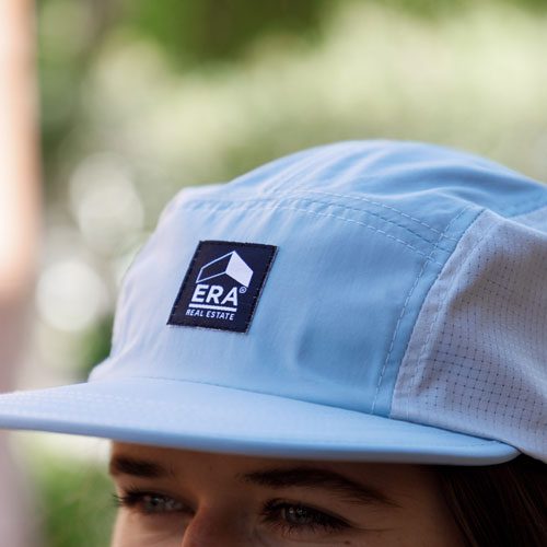 ERA 5 panel hat that is white and light blue
